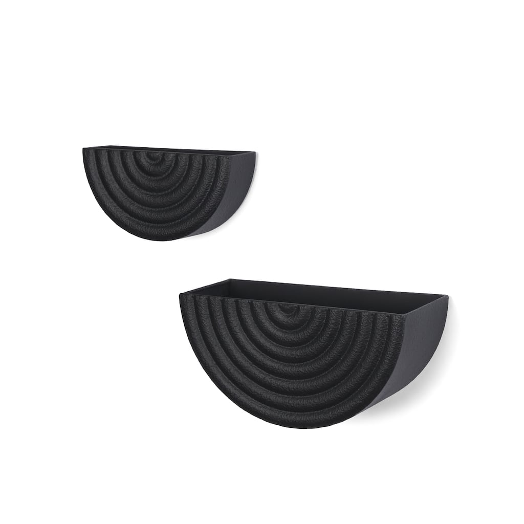 Shilo Matte Black Metal Hanging Wall Planter (Set of 2) - 11.6L x 4.5W x 5.7H