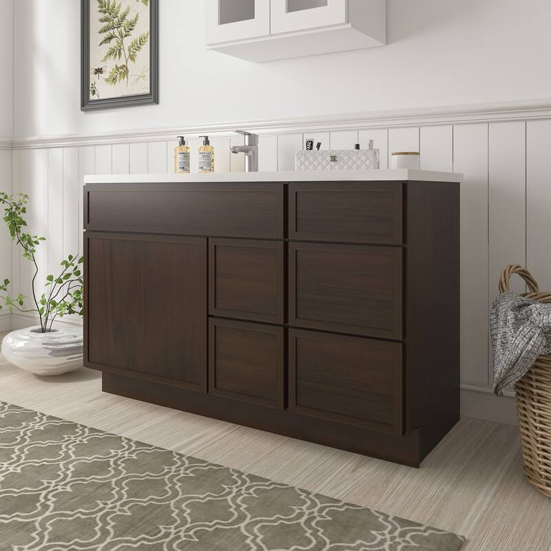 Vanity Art 51" Birch Freestanding Bathroom Vanity Cabinet without Top