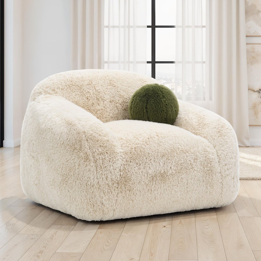 Contemporary Sand Finish Swivel Chair with Ball Pillow Included 1 pc