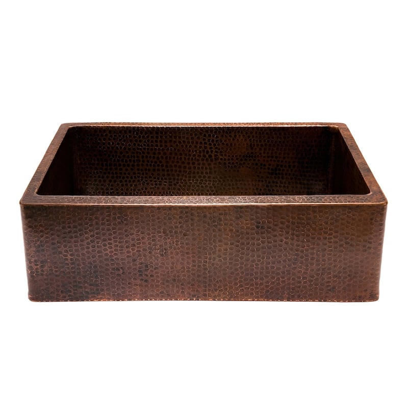 30-in Hammered Copper Kitchen Apron Single Basin Sink with Matching Drain and Accessories (KSP3_KASDB30229)