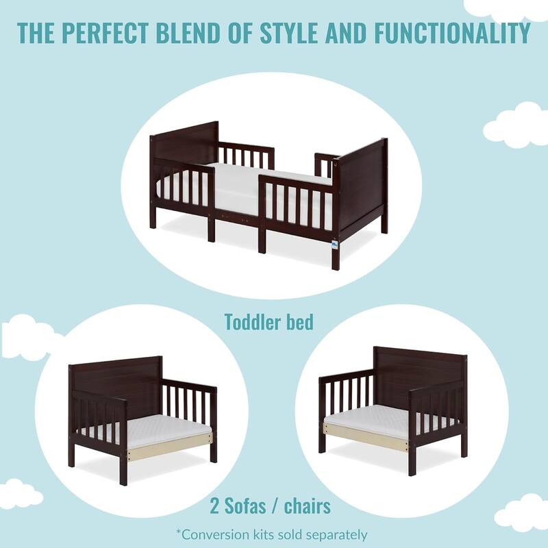 Dream On Me Hudson 3 in 1 Convertible Toddler Bed Espresso