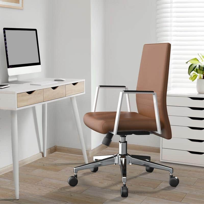 Aleen Ergonomic Leather Office Chair with Iron Frame,Tilt, Swivel, Adjustable Height for Home or Executive Computer Desk