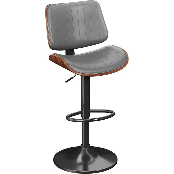 Swivel Adjustable Height Counter Stools, Bar Stools with Backs - 20" W X 18"D X 24-33" H - Single - Grey - Adjustable