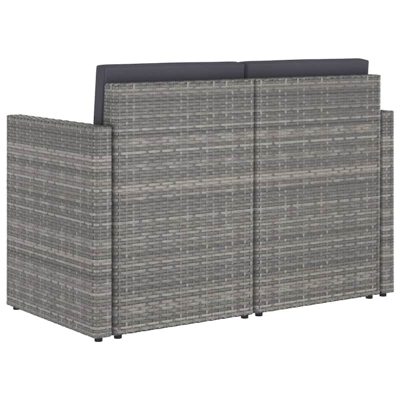 vidaXL 2 Seater Sofa Couch with Cushions Patio Wicker Love Seat PE Rattan