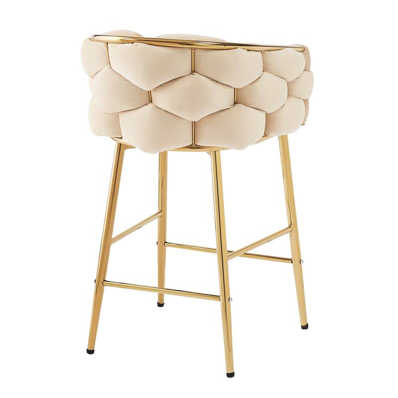 Christopher Knight Home - Harper Modern Velvet 28-Inch Counter Stools with Gold Brass Frame (Set of 2)