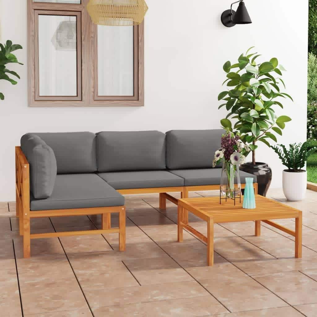 vidaXL Garden Lounge Set Patio Sectional Sofa with Cushions Poly Rattan Brown - 26" x 26" x 23.6"