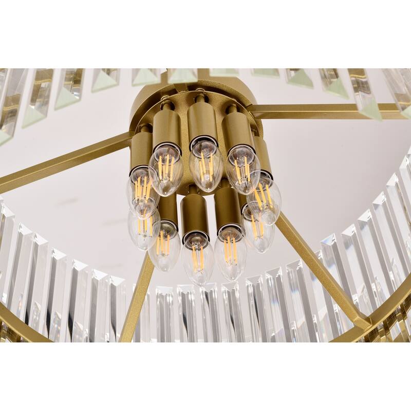 Remington Glam Tiered Crystal Chandelier - 10-Light 32in/4-Light 20in, Champagne Gold with Adjustable Chain, E12 Dimmable