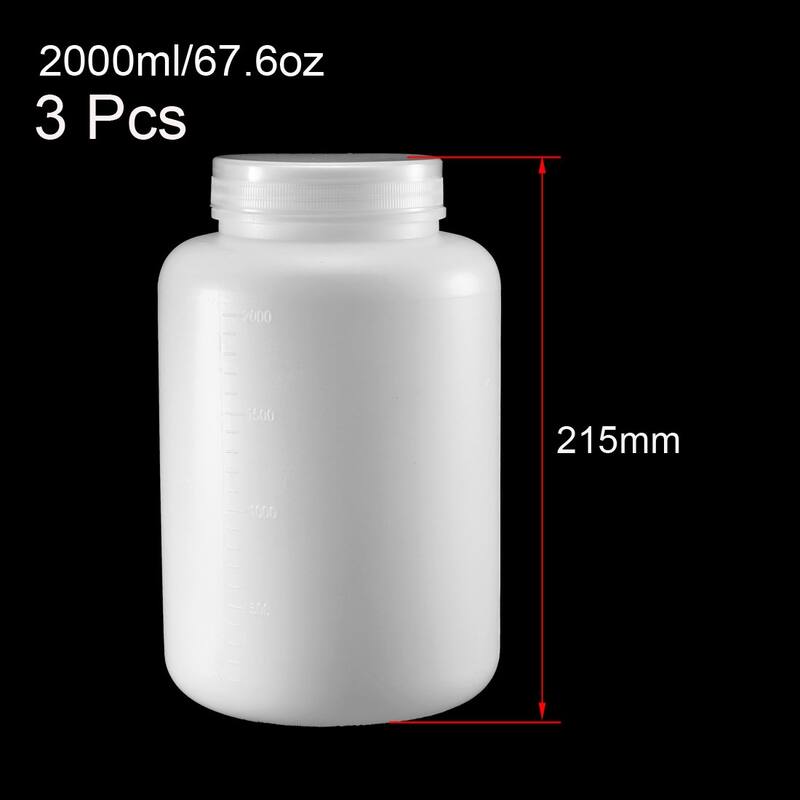 Plastic Lab Reagent Bottle Sample Sealing Storage Container 3pcs - Translucent