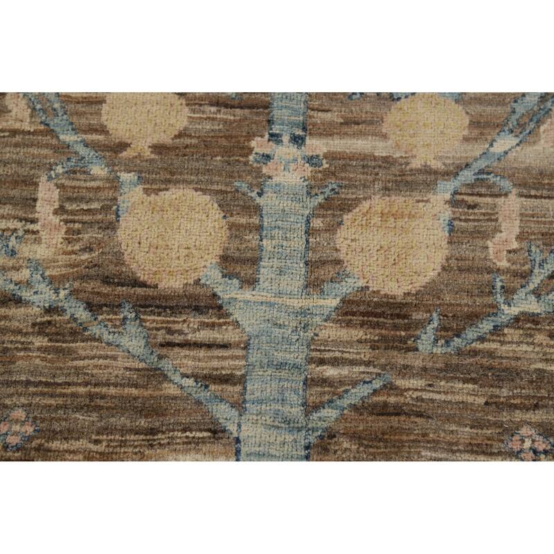 Hand Knotted Oriental 100% Wool Carpet Transitional Floral Brown Oushak Area Rug - 10' 0'' X 7' 10''