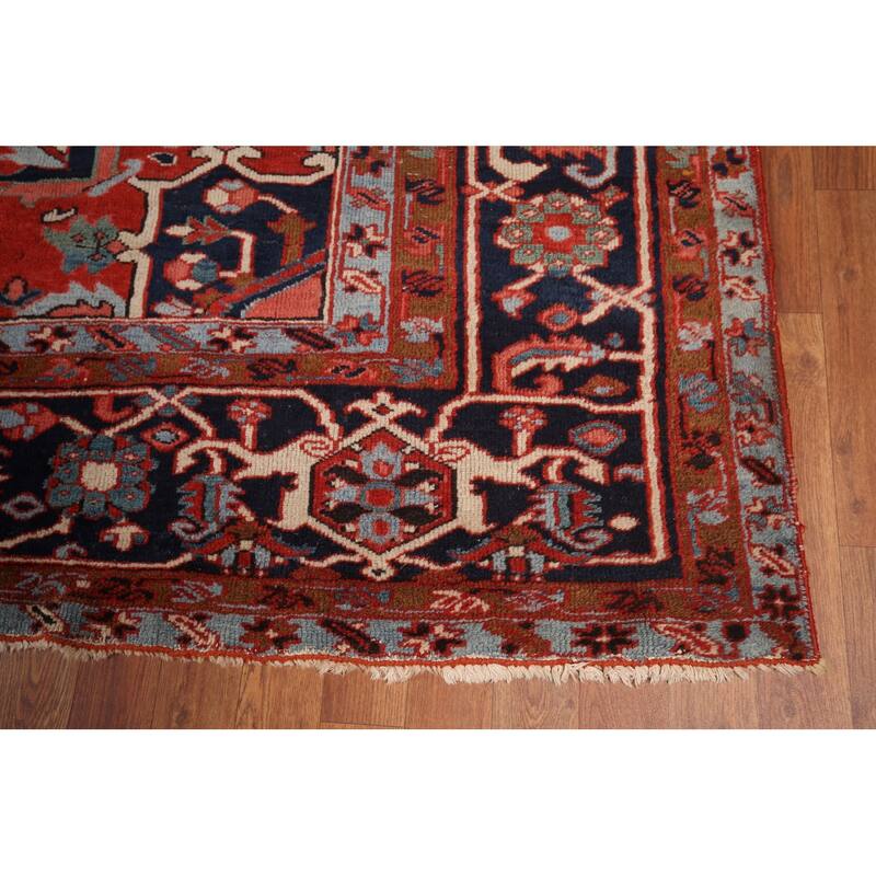Vegetable Dye Heriz Serapi Persian Large Antique Wool Carpet - 11'1"x 19'5"