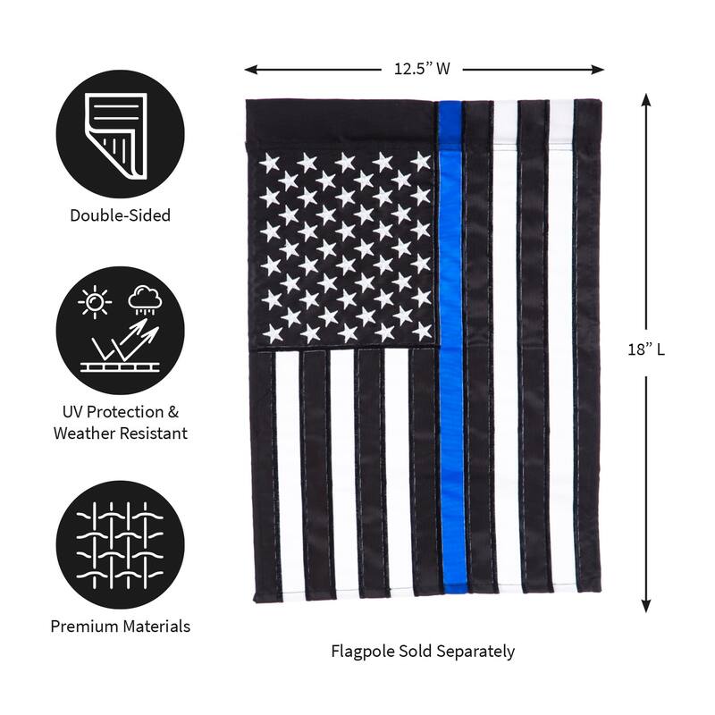 12.5 in. x 18 in. Thin Blue Line Garden Applique Flag