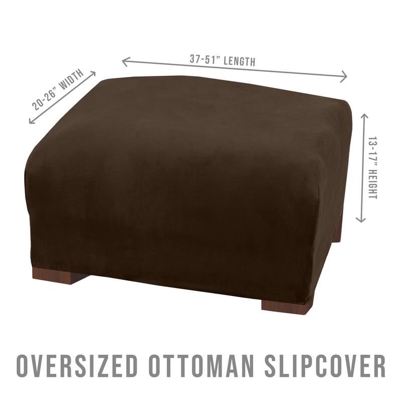 Premium Stretch Velvet-Plush Ottoman Slipcover