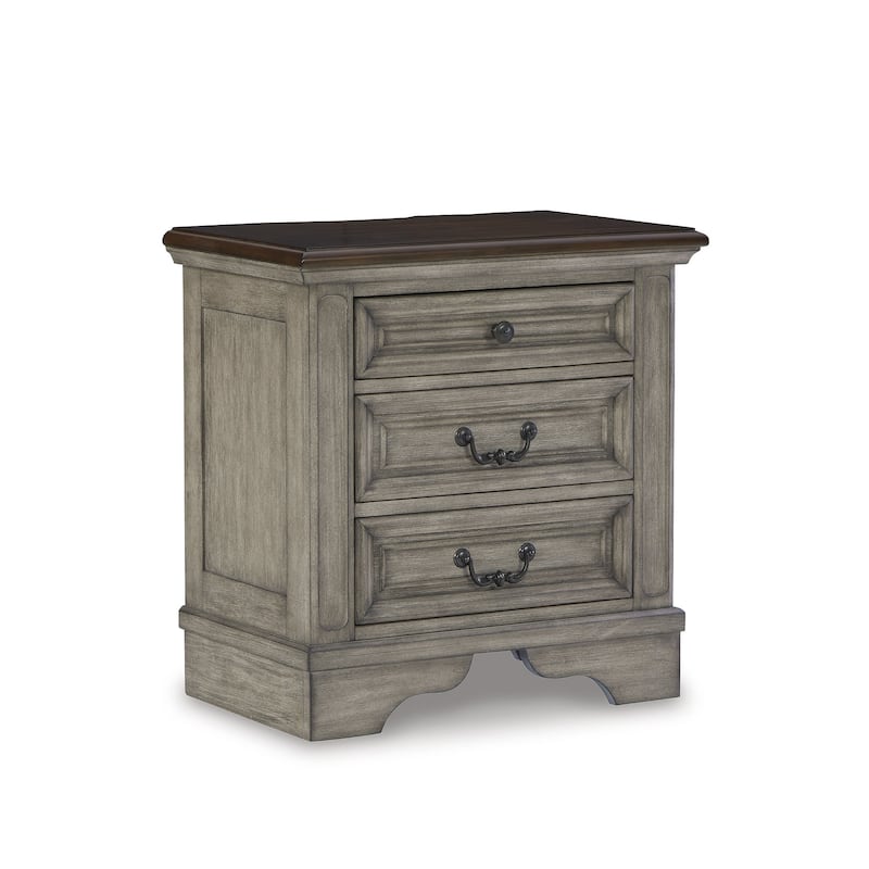 Ashley Furniture Lodenbay Black & Gray 3 Drawer Night Stand with Charging Station
