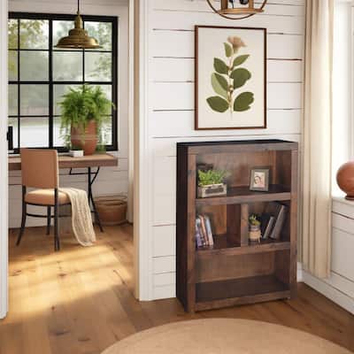 Bridgevine Home Sausalito 49 inch high Bookcase, No Assembly Required, Whiskey Finish