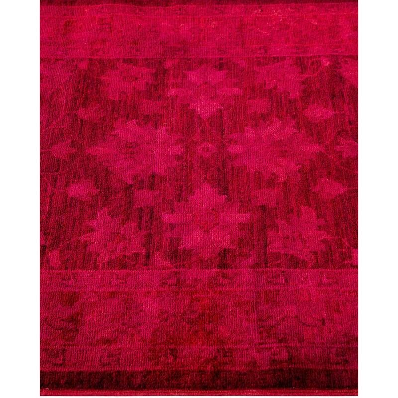 Overton Hand Knotted Wool Vintage Inspired Modern Contemporary Overdyed Pink Runner Rug - 2' 8" x 22' 1"