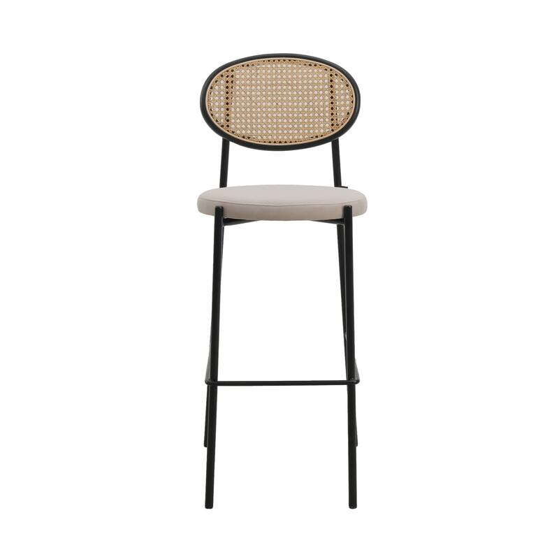 LeisureMod Euston Wicker Bar Stool with Powder Coated Steel Frame, Set of 2 - 42"