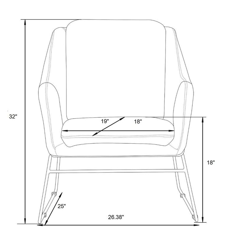 Harmony Mid-Century Modern Velvet Upholstered Accent Arm Chair with Metal Frame for Home Office Living Room & Bedroom