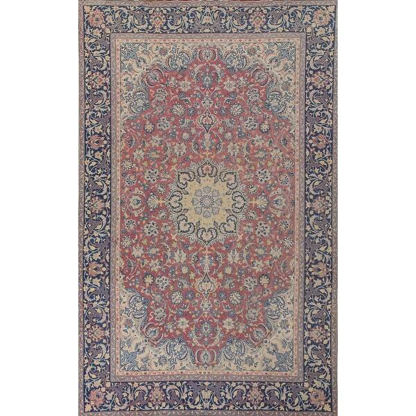 slide 2 of 20, Vegetable Dye Najafabad Persian Vintage Area Rug Handmade Wool Carpet - 9'0" x 12'5"