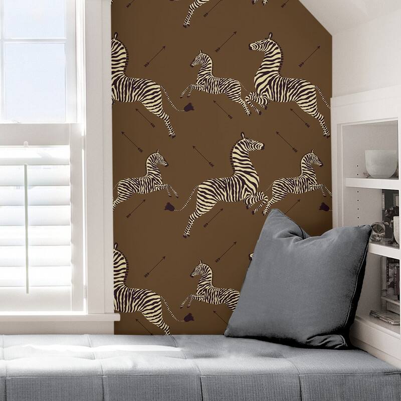 Scalamandre Safari Brown Zebra Safari Self Adhesive Peel & Stick Wallpaper