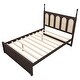 preview thumbnail 11 of 12, Mid-Century Rattan Bed Trundle Platform Bed Queen Wood Bed Frame and Twin Size Trundl with 2 Drawer Underneath, Classic Espresso