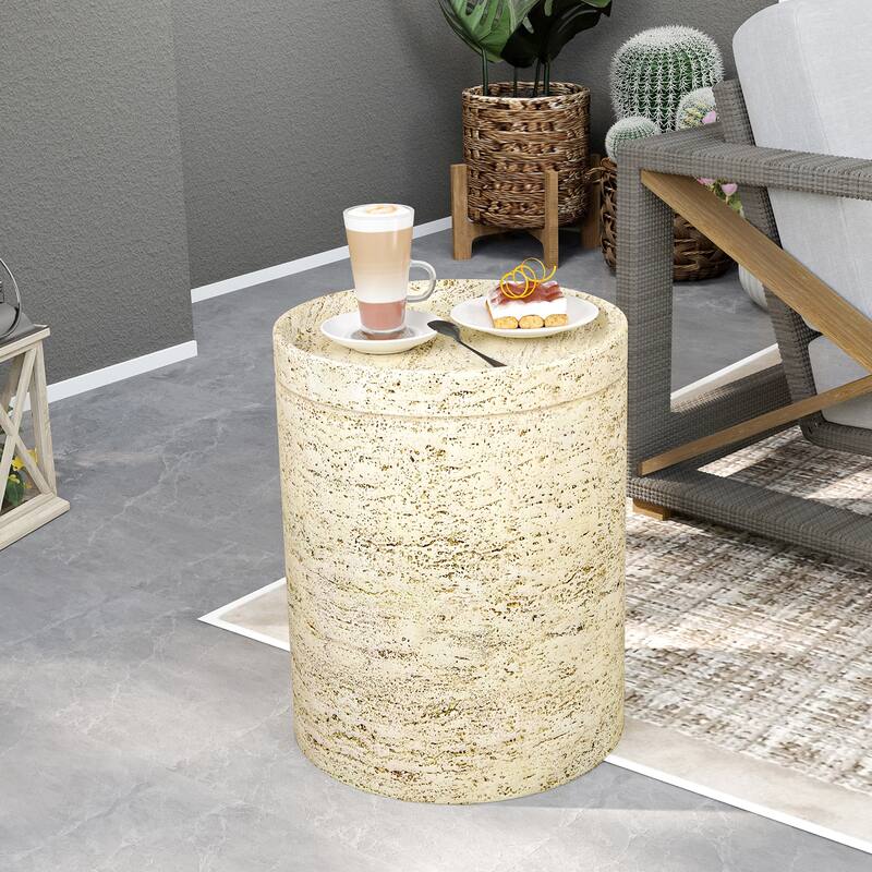 Patio Outdoor 14" Ceramic Side Table Garden Stool Log Table