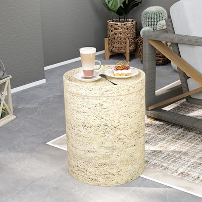 Patio Outdoor 14" Ceramic Side Table Garden Stool Log Table