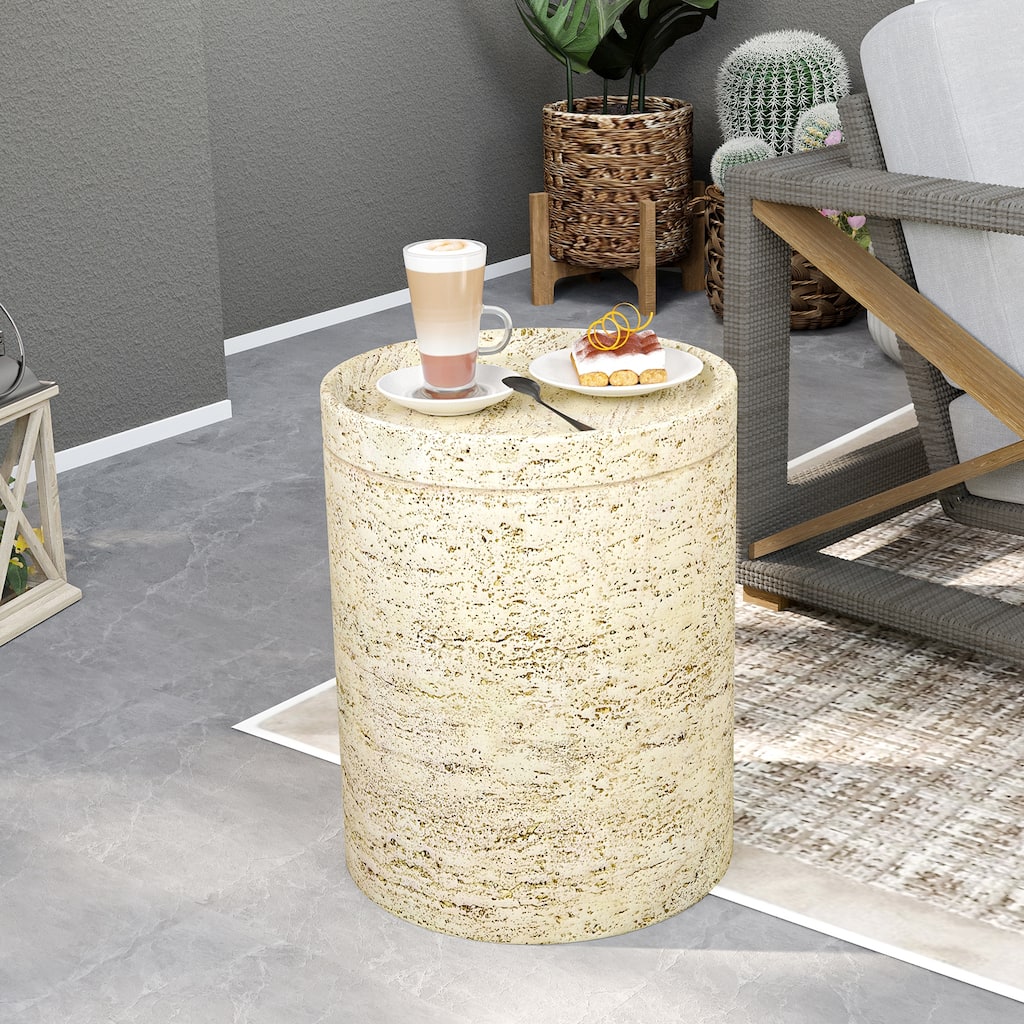 Patio Outdoor 14" Ceramic Side Table Garden Stool Log Table