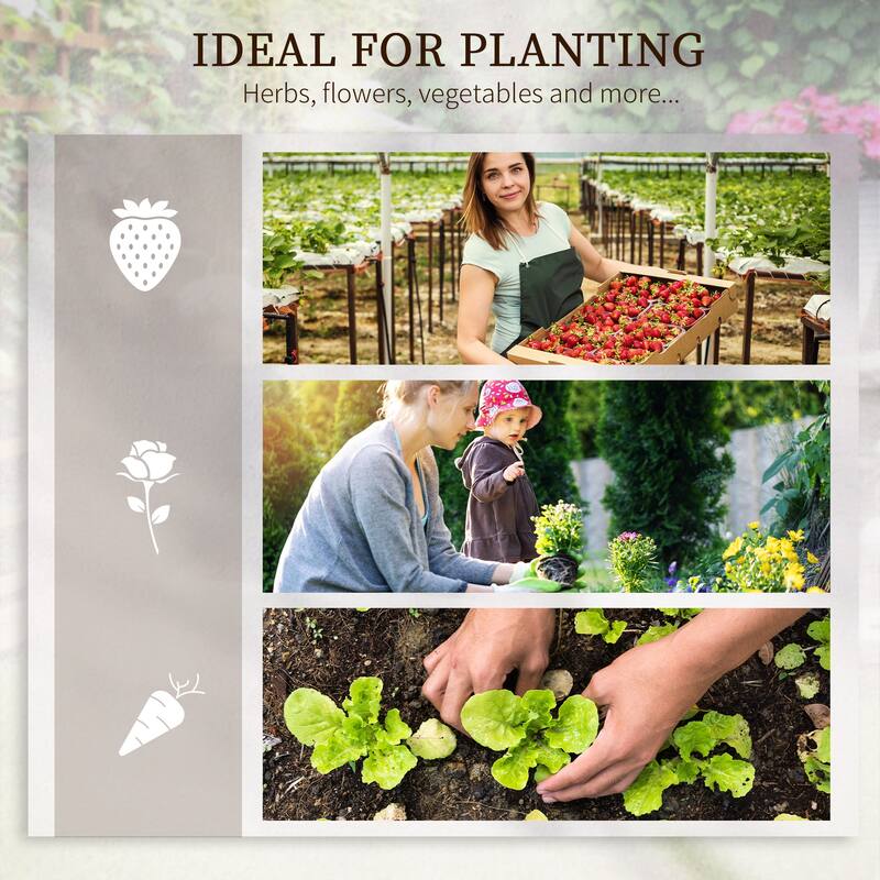 Outsunny 8 x 8' Raised Garden Bed Set, 5 Large Steel Flower Planters for Outdoor Plants, Easy Assembly