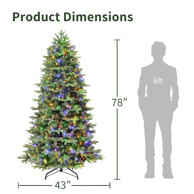 Puleo International 6.5' Pre-Lit Artificial Slim Noble Fir Tree with 600 Dual-Color LED Lights