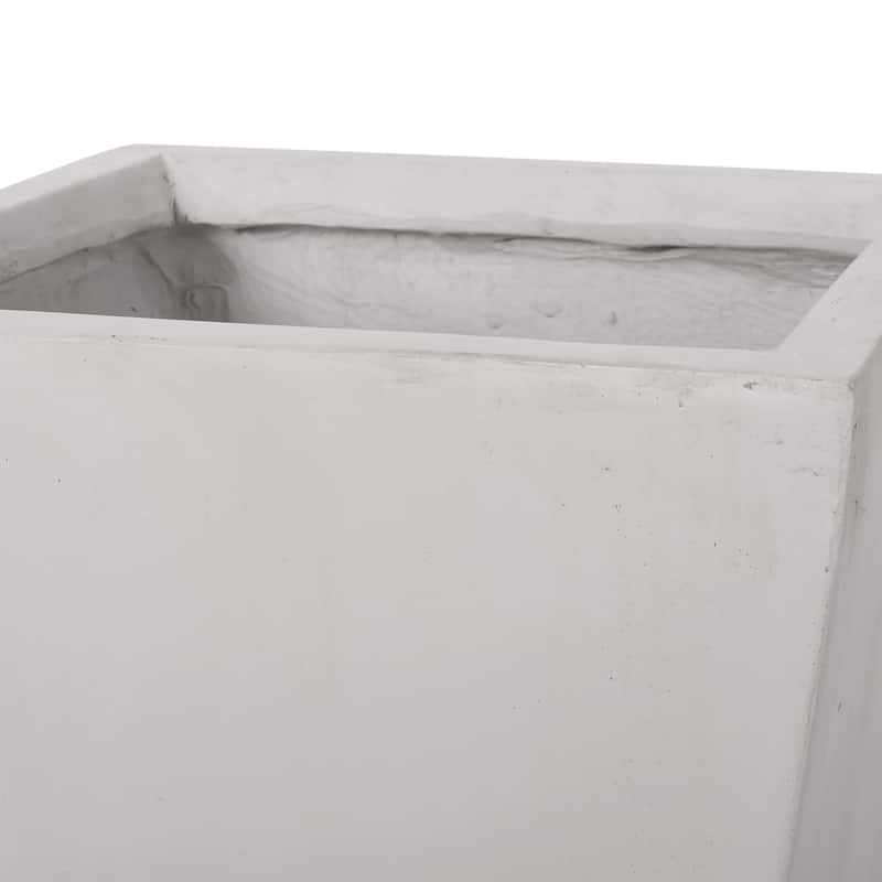 13" Outdoor Modern Mgo Small Cast Stone Planter, White