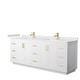 preview thumbnail 87 of 114, Miranda Double Vanity Set, Cultured Marble Top, No Mirror 84-Inch Double - White, Gold Trim, White Cultured Marble Top
