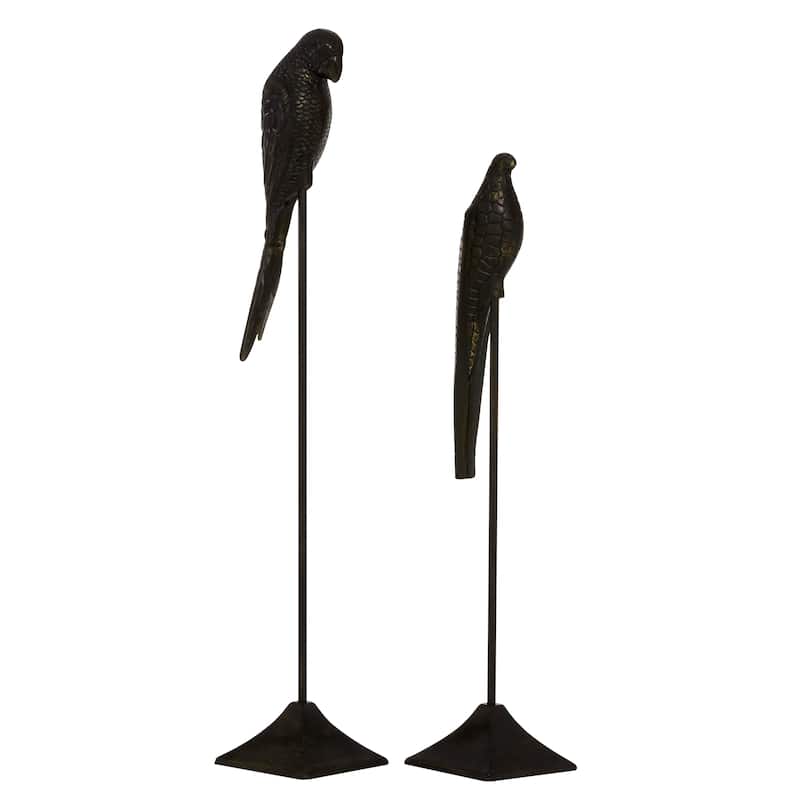 Black Aluminum Metal Bird Decorative Sculpture (Set of 2) - S/2 29", 35"H