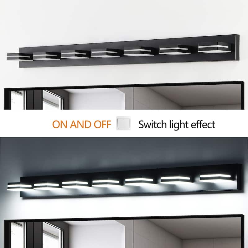 7-Light Black LED Vanity - Modern - Bathroom Mirro