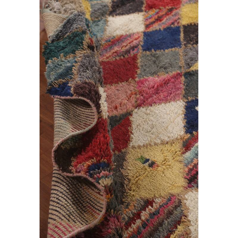 Checkered Geometric Moroccan Oriental Area Rug Handmade Wool Carpet - 9'1" x 12'8"
