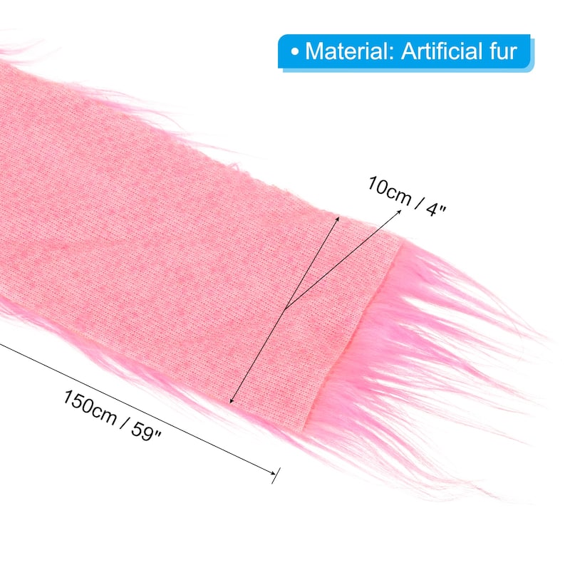 59" x 4" Plush Faux Fur Fabric Precut Strips - Pink