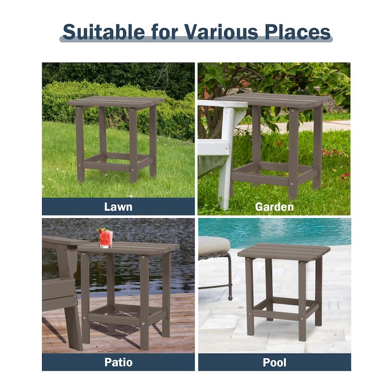 Aoodor Outdoor Adirondack Side Table HDPE End Table - 18"×14.5"