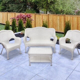Wicker Outdoor Patio Conversation Set - White - 4pc - Bed Bath & Beyond ...