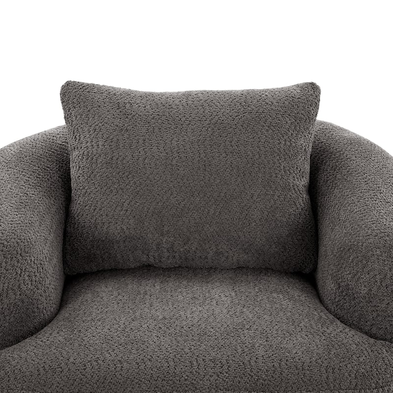 Roomfitters 360° Chenille Upholstered Swivel Barrel Chair Accent Sofa with Throw Pillow for Living Room Bedroom Office Hotel