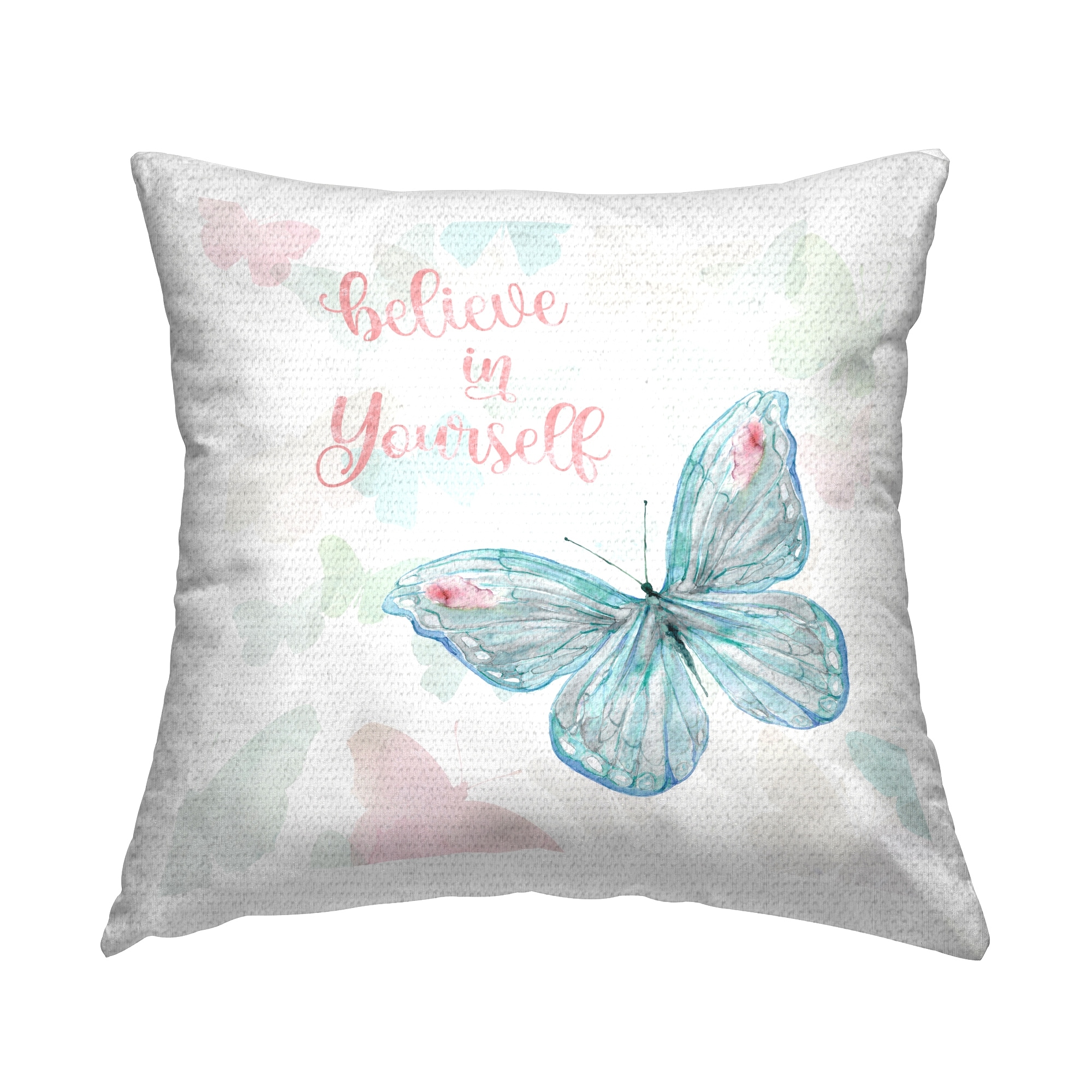 Stupell Believe In Yourself Butterfly Pattern Printed Outdoor Throw Pillow Design by Carol Robinson