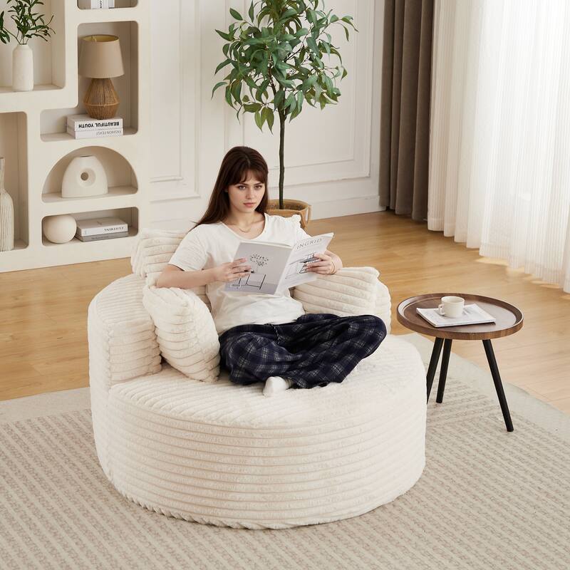 Rossetta 50"L Modern Backrest Pillow Design Fluffy Corduroy Sponge Single Sofa, No Assembly Required