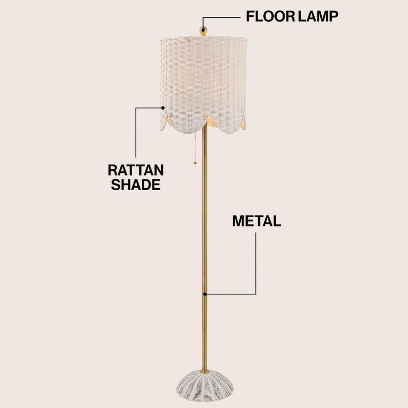 Joel 63.5" Rattan/Metal LED Floor Lamp with Pull Chain, By JONATHAN Y - 1-Light