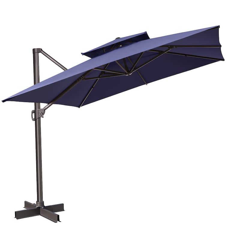 Outdoor Double Top Square 10 FT Offset Cantilever Hanging Patio Umbrella