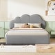 preview thumbnail 1 of 14, Queen size Upholstered Platform Bed with Cloud-shaped Headboard Grey