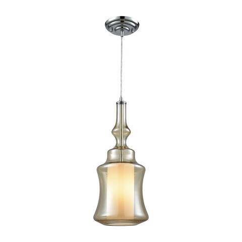 Alora 1-Light Mini Pendant in Chrome with Champagne-plated and Opal Glass