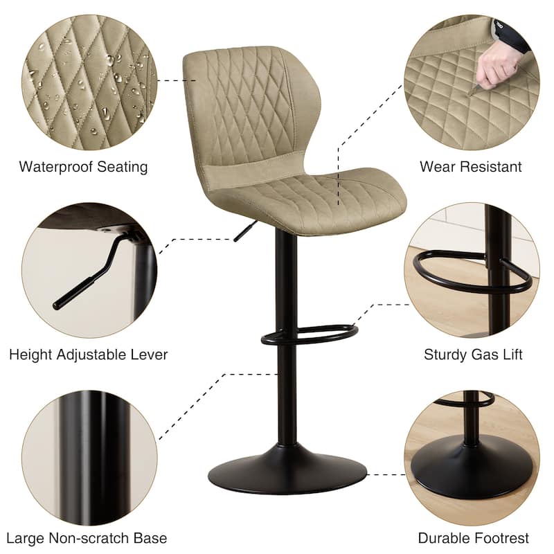 HOMYKA Swivel Adjustable Height Stool Set of 2