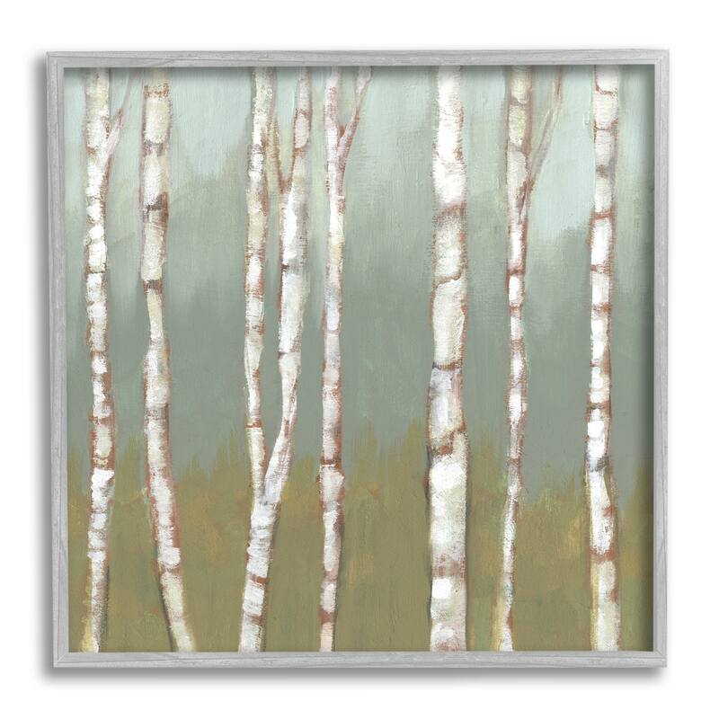 Stupell Contemporary Birch Tree Forest Striped White Bark Painting Framed Wall Art - 17 x 17 - Grey