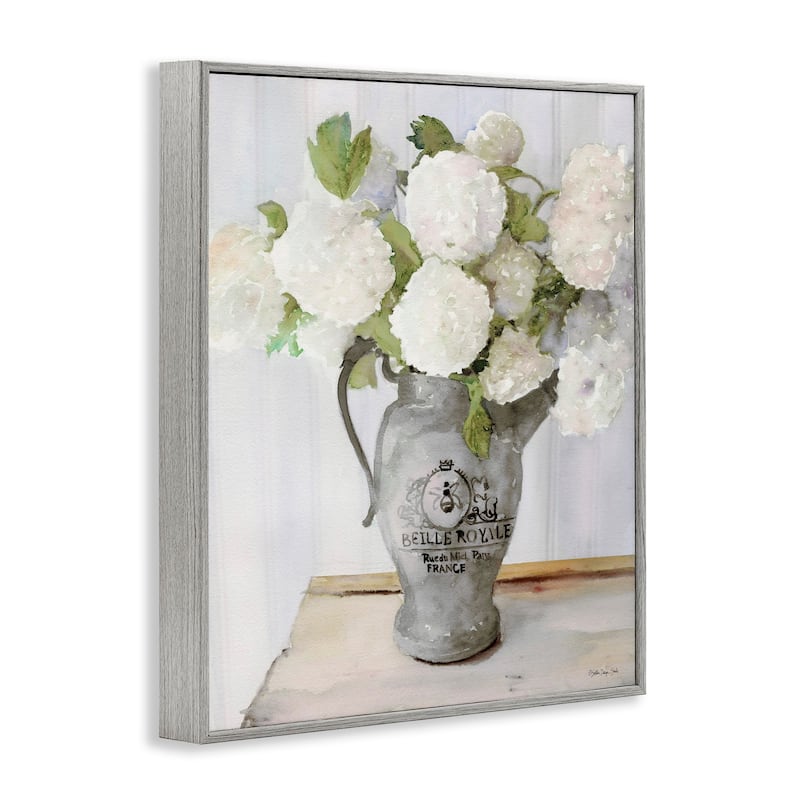 Stupell White Hydrangea in French Country Pitcher Still Life Framed Wall Art - Multi-Color