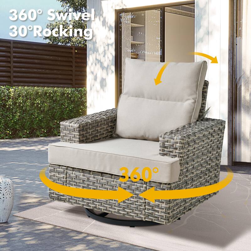 XIZZI 9-piece Outdoor Patio Wicker Furniture Swivel Chair Set