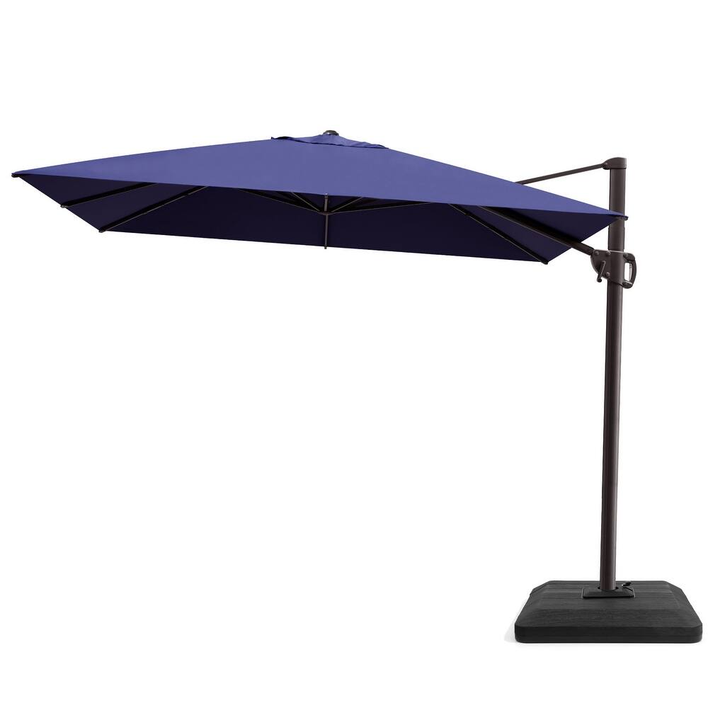 Outdoor 9 x 11 Ft Aluminum Cantilever Patio Umbrella 360 Degree Rotation with Weight Base
