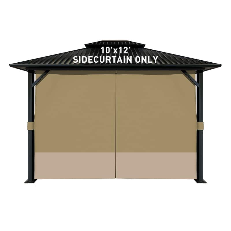 Aoodor Gazebo Curtain Replacement-Universal 4-Panel Sidewalls 10'x12', Curtain Only - 10'x12' - Khaki and Sand Yellow